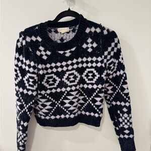 Altar'd State Navy and Light Purple Geometric Sweater
